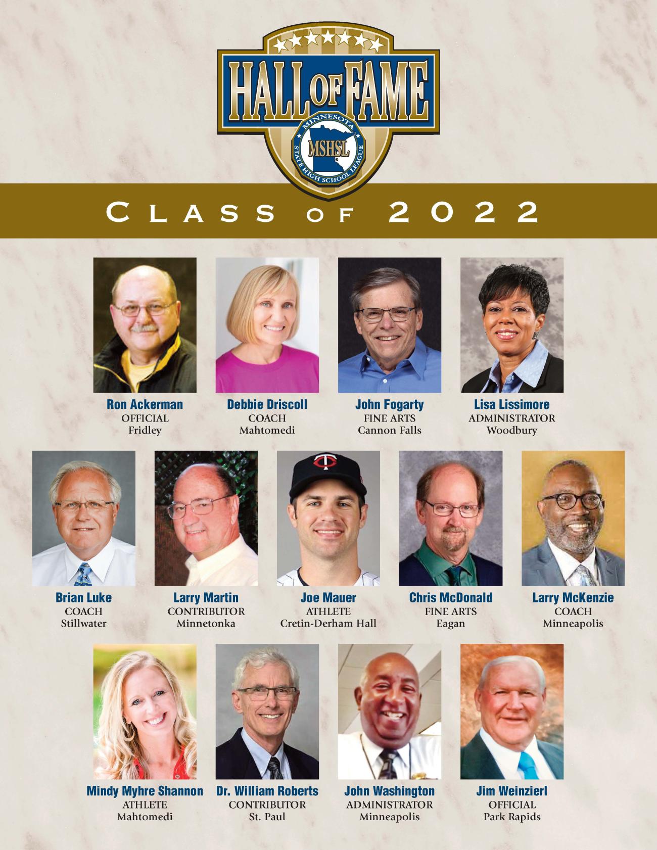 2022 Minnesota State High School League Hall of Fame MSHSL